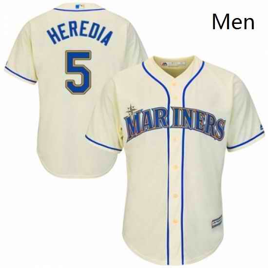 Mens Majestic Seattle Mariners 5 Guillermo Heredia Replica Cream Alternate Cool Base MLB Jersey